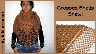 Crochet Crossed Shell Stitch Shawl pt22 [upl. by Gaultiero]