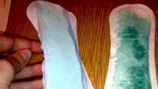 ComparisonAbsorbency test between Always amp Carefree liners [upl. by Aihsik]