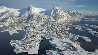 Travel Lofoten Islands 4K Svolvaer to Reine Mavic Pro drone aerial winter wonderland hamnoy reine [upl. by Ahtar]