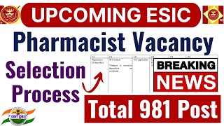 ESIC Pharmacist Vacancy 2024  Upcoming Government Pharmacist Vacancy  Pharma Job update [upl. by Aker]