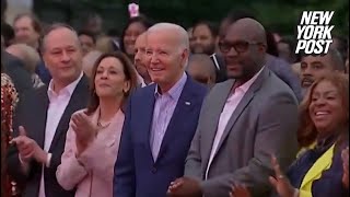 Republicans mock Biden after he appears to freeze for nearly 1 minute at WH Juneteenth event [upl. by Llenna926]