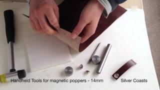 How to use handheld tools to set up magnetic poppers 14mm  leather craft sewing crafts [upl. by Abita]