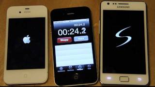 Samsung Galaxy S2 vs Apple iPhone 4S Boot Speed Test HD [upl. by Rosabelle]