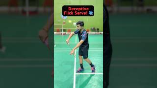 How to do a Deceptive Flick Serve 🌀badmintondeception badmintontrickshot badmintonservice [upl. by Quintin]