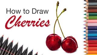 How to Draw Cherries  Colored Pencils and Markers [upl. by Onitsuaf700]