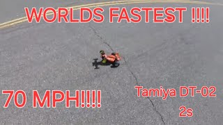 WORLDS FASTEST Tamiya Holiday Buggy DT02 70MPH stock gearing cw01creations46 rc rccar racing [upl. by Froemming]