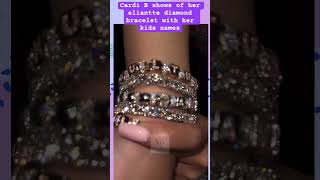 Cardi B shows of her eliantte diamond bracelet with her kids names [upl. by Suoirad]