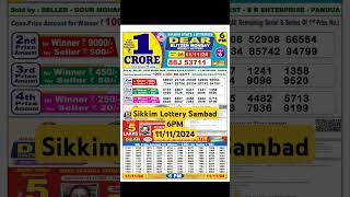 Sikkim Lottery Sambad 6PM November 11 2024 lotterysambad lotteryresult sikkimlottery lottery [upl. by Ihcas829]