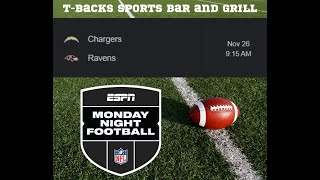 TBacks Sports Bar and Grill Sports Schedule and free beersoda for Tuesday Nov 26 2024 [upl. by Gan579]