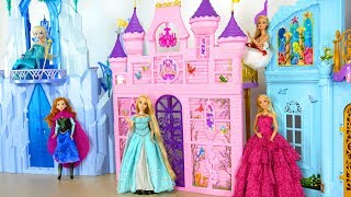 Princess Barbie doll Pink Royal Castle  Mermaid Bedroom Putri Barbie Istana Princesa Castelo [upl. by Ebocaj]