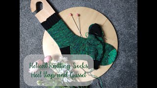 Heel Flap and Gusset in a Helical Sock [upl. by Llet]