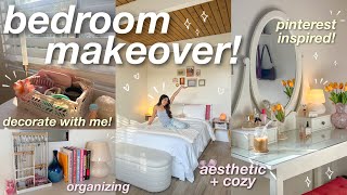 BEDROOM MAKEOVER ⭐️ aesthetic  cozy pinterest inspired decorating organizing etc 🪴 [upl. by Leihcim]