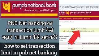 PNB net banking transaction limit ko increase kaise kare  how to set limit in pnb net banking [upl. by Anitnuahs867]