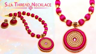 How To Make Beautiful Silk Thread Necklace And Earrings  DIY  Jewelry Making [upl. by Deedee]