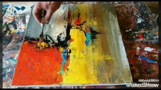 Acrylic abstract painting demonstration Palette knife blending [upl. by Annette515]