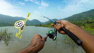 Small lake Fishing with MICRO Spinner lure [upl. by Ennylyak723]