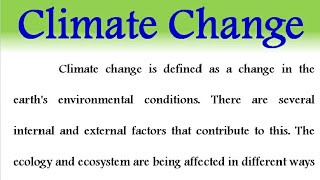 Write Essay on climate change in English paragraph on climate change speech in English [upl. by Ahsaeit]