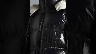 MONCLER Shiny Abbaye Short Down Jacket Hooded Glossy Black Women [upl. by Llennoj]