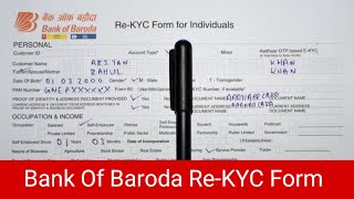 Bank Of Baroda ReKYC Form Fill Up 2024  Bank Of Baroda New ReKYC Form  Bank Of Baroda KYC Form [upl. by Nama]