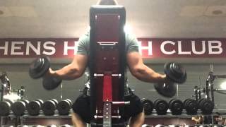 Exercise example seated dumbbell wide angle curls [upl. by Zippora]