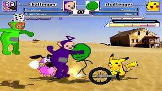 Courage The Cowardly Dog and Tinky Winky vs Pikachu and David of BFDI [upl. by Atekihs819]