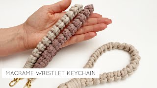 DIY MACRAME WRISTLET KEYCHAIN  MACRAME LANYARD KEYCHAIN  EASY MACRAME [upl. by Pamela636]