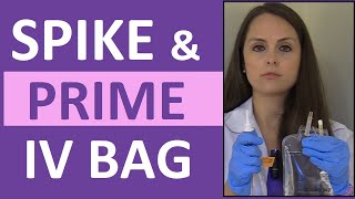 How to Prime IV Tubing Line  How to Spike a IV Bag for Nursing [upl. by Anwahsiek]