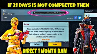 How To Get Direct 1 Month Ban And 7 Days Ban🔥 The Platform You Want To Unlink ⚡21 Days Bgmi Solution [upl. by Nnylirehs167]