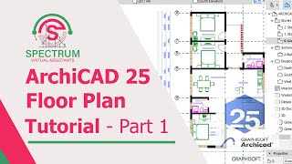 ArchiCAD 25  How To Draw A Floor Plan In ArchiCAD 25 Tutorial For Beginners Part 01 [upl. by Ahsatniuq]