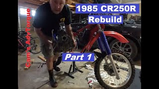 1985 Honda CR250 Rebuild  Part 1  Lets Get the Motor Out [upl. by Colner]