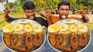 spicy Fish Curry and egg Omelette with rice eating challenge indian food eating challenge [upl. by Anola]