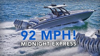 92 MPH Midnight Express 37 Open  Insane Speed Boat [upl. by Yrekcaz]