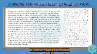 Pitman Shorthand  Revisionary Exercise A Dictation 100 WPM  KZ Learning [upl. by Bubb743]