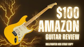 100 AMAZON GUITAR REVIEW Bullfighter HSS Strat copy [upl. by Anstus]