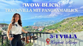 UNFASSBARER PANORAMABLICK AUF MEER STADT amp BURG  4 ZIMMER VILLA IN KARGICAK  immobilien alanya [upl. by Salbu]