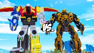 MEGAZORD Power Rangers VS BUMBLEBEE Transformers [upl. by Aihsitan811]