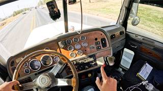 Peterbilt 379 Lowboy POV Transporting a Trench Box [upl. by Retseh]