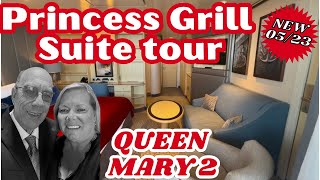 FULL TOUR QUEEN MARY 2 Princess Grill Suite Cunard Ocean Liner [upl. by Atig]