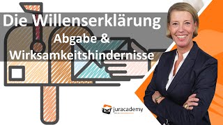 Willenserklärung  Abgabe  Wirksamkeit ► Jura online lernen auf juracademyde [upl. by Tena]