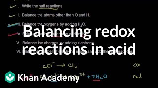 Worked example Balancing a redox equation in acidic solution  AP Chemistry  Khan Academy [upl. by Julis]