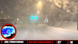 LIVE Lake Effect Snow Coverage  Erie PA  LIVE STORM CHASER [upl. by Savannah]