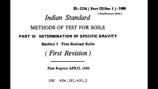 Determination of Specific Gravity of Soil IS 2720 Part III sect 1 amp 2 [upl. by Mariya]