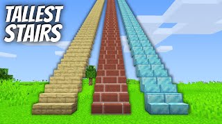 I found a TALLEST STAIRS in Minecraft  Where do LEAD the LONGEST DIAMONDS STAIRS vs BRICK STAIRS [upl. by Ailat]