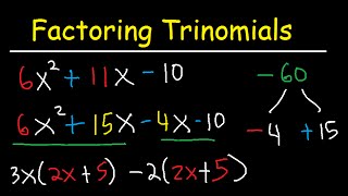 Factoring Trinomials With Leading Coefficient not 1  AC Method amp By Grouping  Algebra  3 Terms [upl. by Hyman]