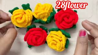 Crochet Woolen Rose Flower  Rose Door Hanging  How To Make RoseTo join Rose Garland  Crochet [upl. by Ynhoj]