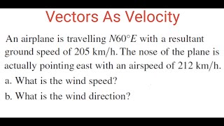 WIND SPEED amp Direction For Given Resultant Ground Velocity amp Airspeed [upl. by Nerb86]