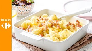 Ovengebakken bloemkool en aardappel met kaassaus en spekjes met mesclunsalade [upl. by Linehan249]