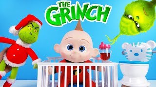 The Grinch Movie Green Slime Jail Game with Incredibles 2 Baby Jack Jack [upl. by Amein]