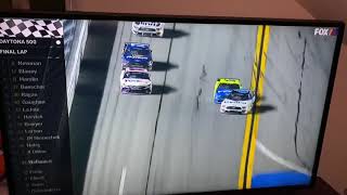 Ryan Newman crashes into wall Denny Hamlin wins Daytona 500 [upl. by Leeland769]