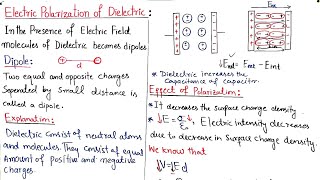 Electric Polarization of Dielectric  Class 12 Physics  Electrostatics [upl. by Nnek]